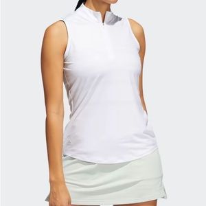 NEW ADIDAS HERRINGBONE STRIPE SLEEVELESS POLO SHIRT SIZE: L